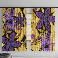 Plumeria Polynesian Pattern Window Curtain Unique Fantasy Yellow Purple LT01 With Hooks Yellow - Polynesian Pride