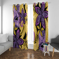 Plumeria Polynesian Pattern Window Curtain Unique Fantasy Yellow Purple LT01 With Grommets Yellow - Polynesian Pride