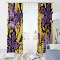 Plumeria Polynesian Pattern Window Curtain Unique Fantasy Yellow Purple LT01 - Polynesian Pride