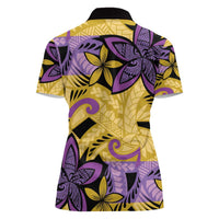 Plumeria Polynesian Pattern Women Polo Shirt Unique Fantasy Yellow Purple LT01 - Polynesian Pride