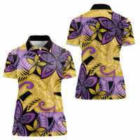 Plumeria Polynesian Pattern Women Polo Shirt Unique Fantasy Yellow Purple LT01 - Polynesian Pride