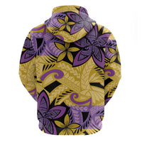 Plumeria Polynesian Pattern Zip Hoodie Unique Fantasy Yellow Purple