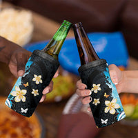 Blue Grunge Polynesian Pattern 4 in 1 Can Cooler Tumbler Plumeria Floral LT01 - Polynesian Pride