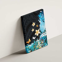 Blue Grunge Polynesian Pattern Canvas Wall Art Plumeria Floral LT01 - Polynesian Pride