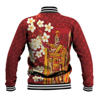 Hawaii King Kamehameha Baseball Jacket Plumeria Lauhala Pattern LT01 - Polynesian Pride