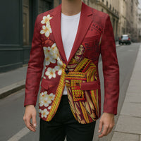 Hawaii King Kamehameha Blazer Plumeria Lauhala Pattern LT01 - Polynesian Pride