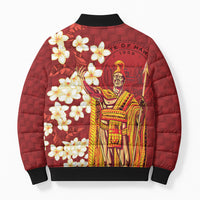 Hawaii King Kamehameha Bomber Puffer Jacket Plumeria Lauhala Pattern LT01 - Polynesian Pride