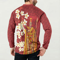Hawaii King Kamehameha Button Sweatshirt Plumeria Lauhala Pattern LT01 - Polynesian Pride