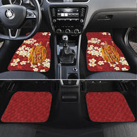 Hawaii King Kamehameha Car Mats Plumeria Lauhala Pattern LT01 Set 4pcs Red - Polynesian Pride