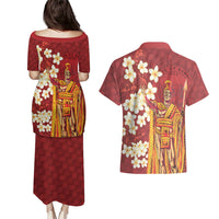 Hawaii King Kamehameha Couples Matching Puletasi and Hawaiian Shirt Plumeria Lauhala Pattern LT01 - Polynesian Pride