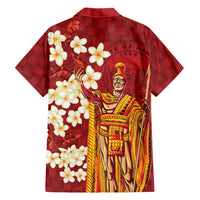 Hawaii King Kamehameha Family Matching Off Shoulder Maxi Dress and Hawaiian Shirt Plumeria Lauhala Pattern