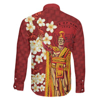 Hawaii King Kamehameha Family Matching Off Shoulder Maxi Dress and Hawaiian Shirt Plumeria Lauhala Pattern