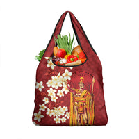 Hawaii King Kamehameha Grocery Bag Plumeria Lauhala Pattern LT01 1-pack One Size Red - Polynesian Pride