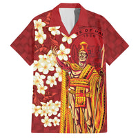 Hawaii King Kamehameha Hawaiian Shirt Plumeria Lauhala Pattern LT01 Red - Polynesian Pride
