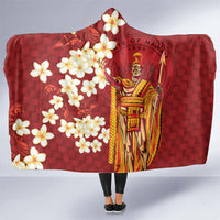 Hawaii King Kamehameha Hooded Blanket Plumeria Lauhala Pattern LT01 One Size Red - Polynesian Pride