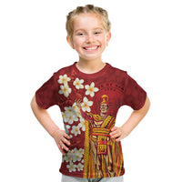 Hawaii King Kamehameha Kid T Shirt Plumeria Lauhala Pattern LT01 Red - Polynesian Pride
