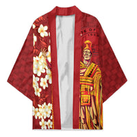 Hawaii King Kamehameha Kimono Plumeria Lauhala Pattern LT01 Unisex Red - Polynesian Pride