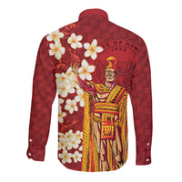 Hawaii King Kamehameha Long Sleeve Button Shirt Plumeria Lauhala Pattern LT01 - Polynesian Pride
