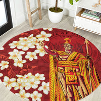 Hawaii King Kamehameha Round Carpet Plumeria Lauhala Pattern LT01 Red - Polynesian Pride