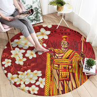 Hawaii King Kamehameha Round Carpet Plumeria Lauhala Pattern LT01 - Polynesian Pride