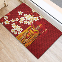 Hawaii King Kamehameha Rubber Doormat Plumeria Lauhala Pattern LT01 - Polynesian Pride