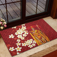 Hawaii King Kamehameha Rubber Doormat Plumeria Lauhala Pattern LT01 - Polynesian Pride