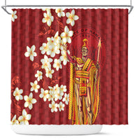 Hawaii King Kamehameha Shower Curtain Plumeria Lauhala Pattern LT01 Red - Polynesian Pride