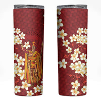 Hawaii King Kamehameha Skinny Tumbler Plumeria Lauhala Pattern LT01 Red - Polynesian Pride