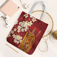Hawaii King Kamehameha Tote Bag Plumeria Lauhala Pattern LT01 White Strap One Size Red - Polynesian Pride