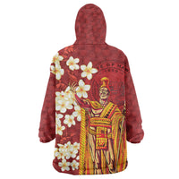 Hawaii King Kamehameha Wearable Blanket Hoodie Plumeria Lauhala Pattern LT01 - Polynesian Pride