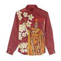 Hawaii King Kamehameha Women Casual Shirt Plumeria Lauhala Pattern LT01 - Polynesian Pride