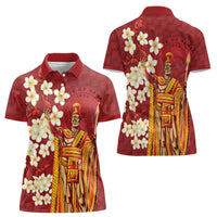 Hawaii King Kamehameha Women Polo Shirt Plumeria Lauhala Pattern LT01 - Polynesian Pride