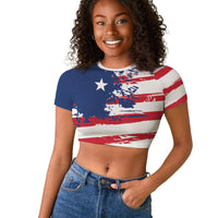 Liberia Flag Raglan Cropped T shirt Grunge Stylized