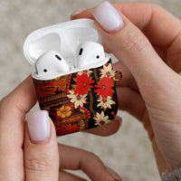 Hawaii Christmas Poinsettia Lei AirPods Case Tapa Pattern LT01 - Polynesian Pride