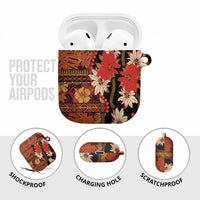 Hawaii Christmas Poinsettia Lei AirPods Case Tapa Pattern LT01 - Polynesian Pride