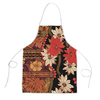 Hawaii Christmas Poinsettia Lei Apron Tapa Pattern LT01 Brown - Polynesian Pride