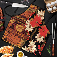 Hawaii Christmas Poinsettia Lei Apron Tapa Pattern LT01 Brown - Polynesian Pride