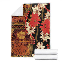 Hawaii Christmas Poinsettia Lei Blanket Tapa Pattern - Polynesian Pride