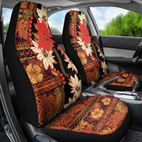 Hawaii Christmas Poinsettia Lei Car Seat Cover Tapa Pattern - Polynesian Pride