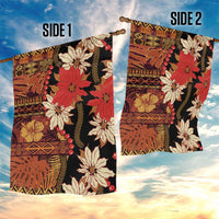 Hawaii Christmas Poinsettia Lei Garden Flag Tapa Pattern - Polynesian Pride