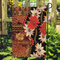 Hawaii Christmas Poinsettia Lei Garden Flag Tapa Pattern - Polynesian Pride