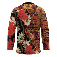 Hawaii Christmas Poinsettia Lei Hockey Jersey Tapa Pattern - Polynesian Pride