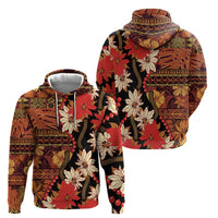 Hawaii Christmas Poinsettia Lei Hoodie Tapa Pattern - Polynesian Pride