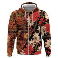 Hawaii Christmas Poinsettia Lei Hoodie Tapa Pattern - Polynesian Pride