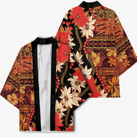 Hawaii Christmas Poinsettia Lei Kimono Tapa Pattern - Polynesian Pride
