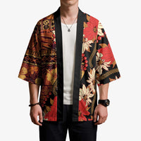 Hawaii Christmas Poinsettia Lei Kimono Tapa Pattern - Polynesian Pride