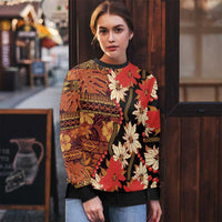 Hawaii Christmas Poinsettia Lei Ugly Christmas Sweater Tapa Pattern - Polynesian Pride