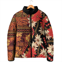 Hawaii Christmas Poinsettia Lei Padded Jacket Tapa Pattern LT01 - Polynesian Pride