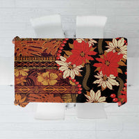 Hawaii Christmas Poinsettia Lei Tablecloth Tapa Pattern LT01 Brown - Polynesian Pride