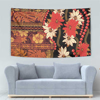 Hawaii Christmas Poinsettia Lei Tapestry Tapa Pattern - Polynesian Pride